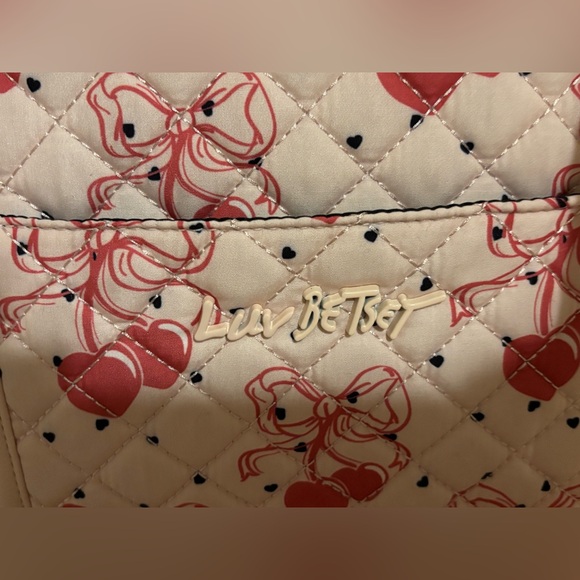 Betsy Johnson Quilted Pink Cherry Bow Weekender - Picture 6 of 9